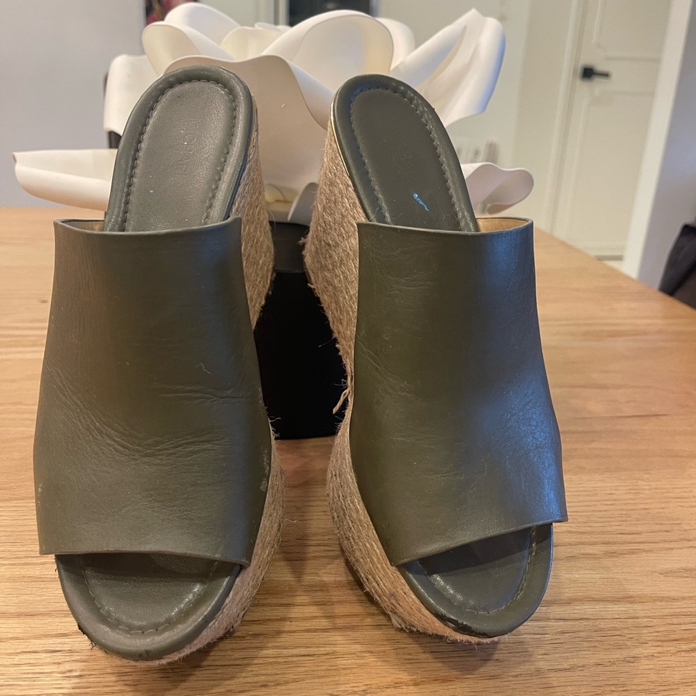 Michael Kors Dark Green Wedge Sandals